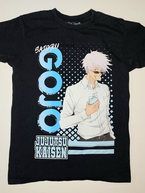 Jujutsu Kaisen Satoru Gojo Black Graphic Tee mens size medium